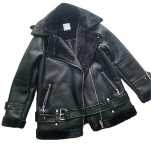 Faux Leather Asymmetric Moto Coat